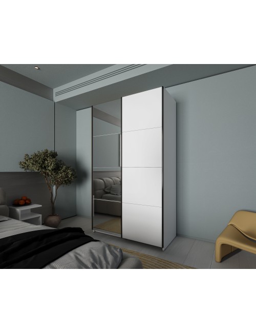 Armadio 2 ante scorrevoli bianco con specchio Zegna 120x59.2x205H