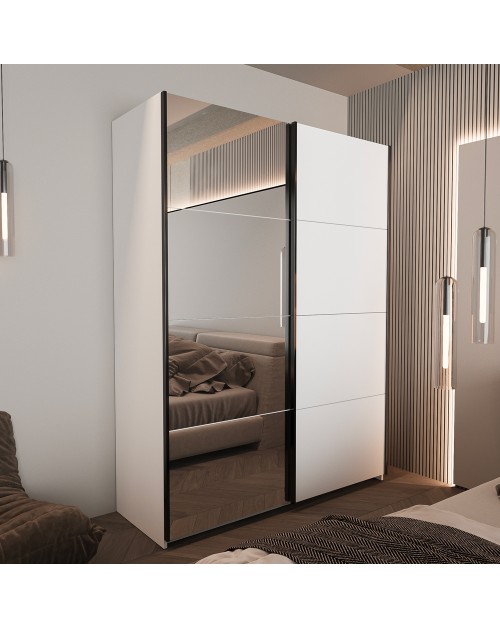 Armadio 2 ante scorrevoli bianco con specchio Zegna 150x58x205H