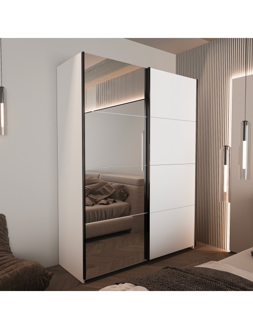 Armadio 2 ante scorrevoli bianco con specchio Zegna 150x58x205H