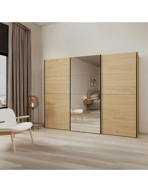 Armadio 3 ante scorrevoli rovere con specchio Zegna 255x53x205H