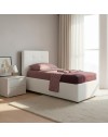 Letto singolo con contenitore Ascoli 102x210x124H ecopelle colore bianco