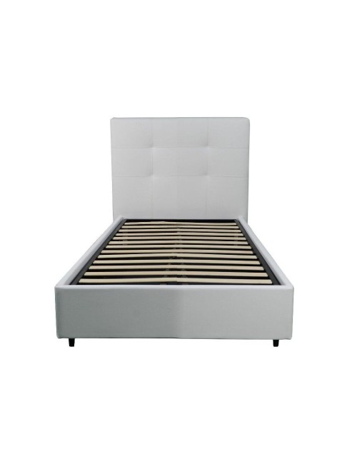 Letto Singolo Contenitore Ascoli 102x210x124H ecopelle bianco