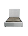Letto singolo con contenitore Ascoli 102x210x124H ecopelle colore bianco