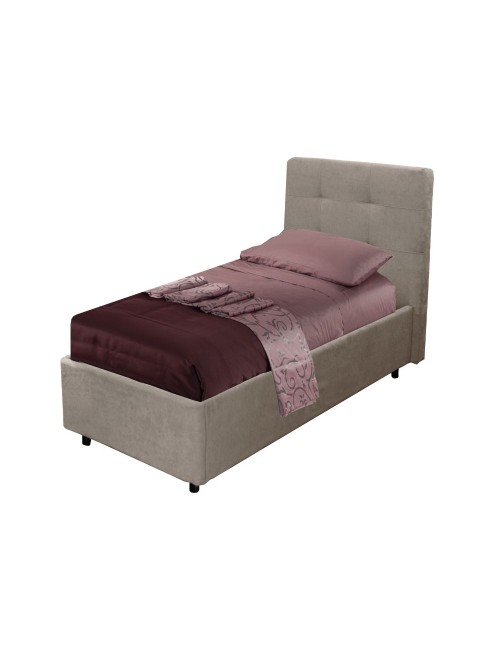 Letto singolo con contenitore Ascoli 102x210x124H tessuto Enjoy tortora