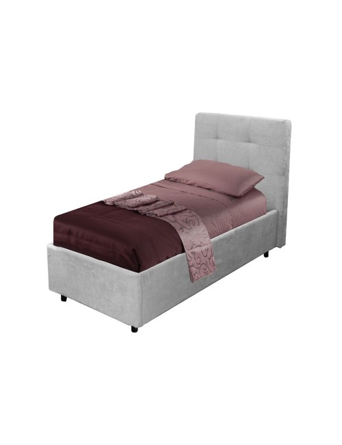 Letto singolo con contenitore Ascoli 102x210x124H tessuto Enjoy grigio
