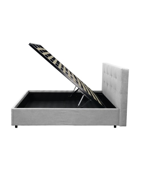 Letto singolo con contenitore Ascoli 102x210x124H tessuto Enjoy grigio