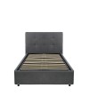 Letto singolo con contenitore Ascoli 102x210x124H tessuto colore ash grigio
