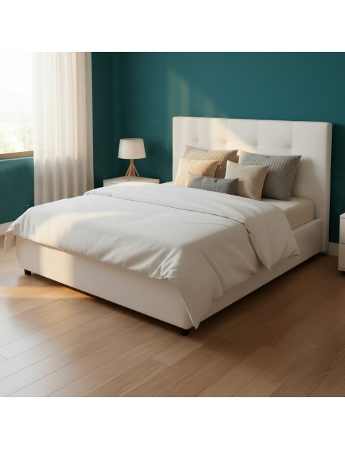 Letto Matrimoniale Contenitore Ascoli 182x210x124H Ecopelle bianco