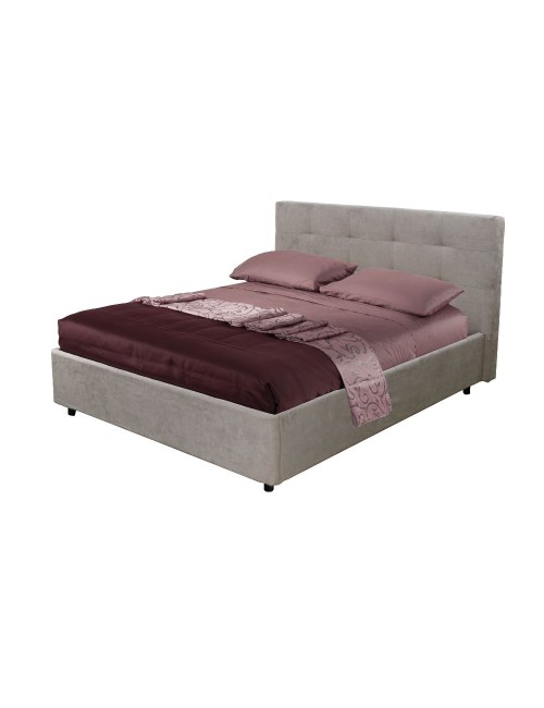 Letto Matrimoniale contenitore Ascoli 182x210x124H tessuto Enjoy tortora