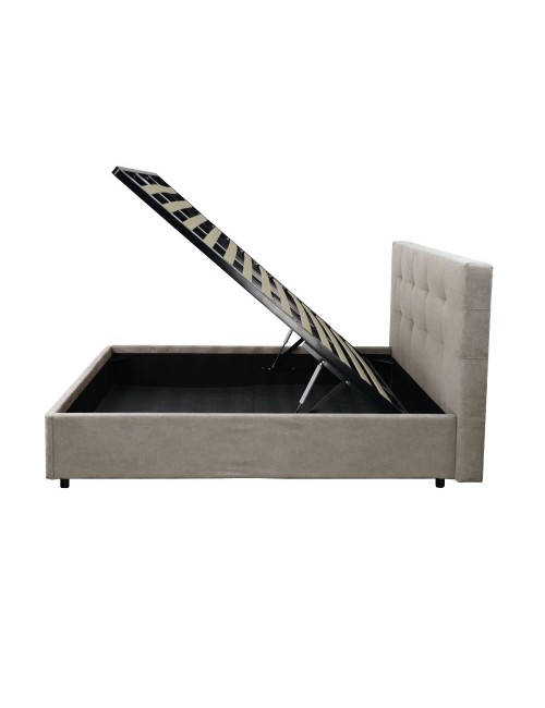 Letto Matrimoniale contenitore Ascoli 182x210x124H tessuto Enjoy tortora