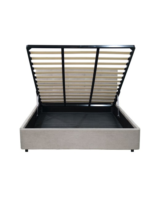 Letto Matrimoniale contenitore Ascoli 182x210x124H tessuto Enjoy tortora