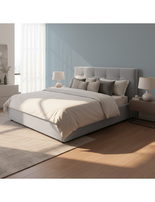Letto Matrimoniale contenitore Ascoli 182x210x124H tessuto Enjoy grigio