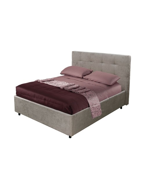 Letto francese con contenitore Ascoli 142x210x124H tessuto Enjoy colore tortora
