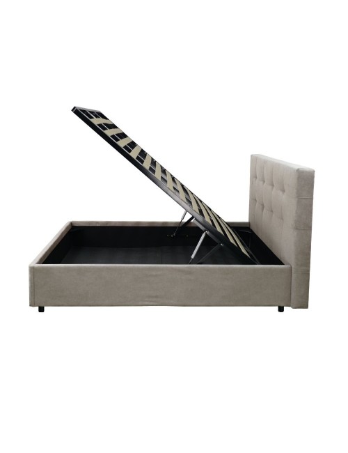 Letto francese con contenitore Ascoli 142x210x124H tessuto Enjoy colore tortora