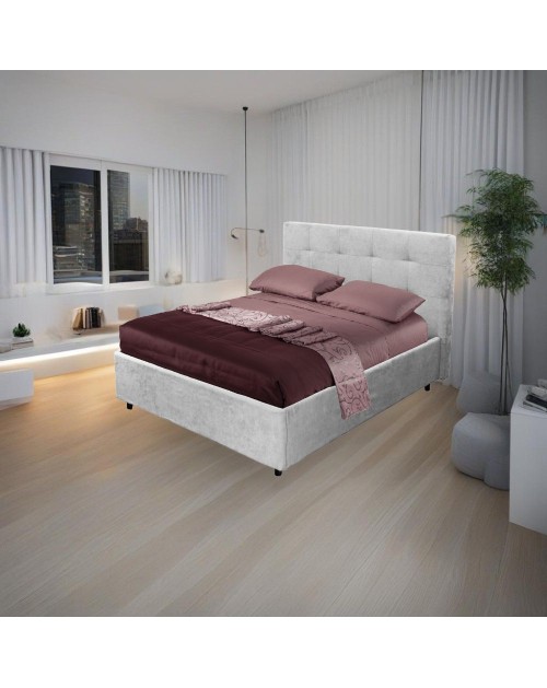 Letto una piazza e mezza con contenitore Ascoli 142x210x124H tessuto Enjoy colore grigio