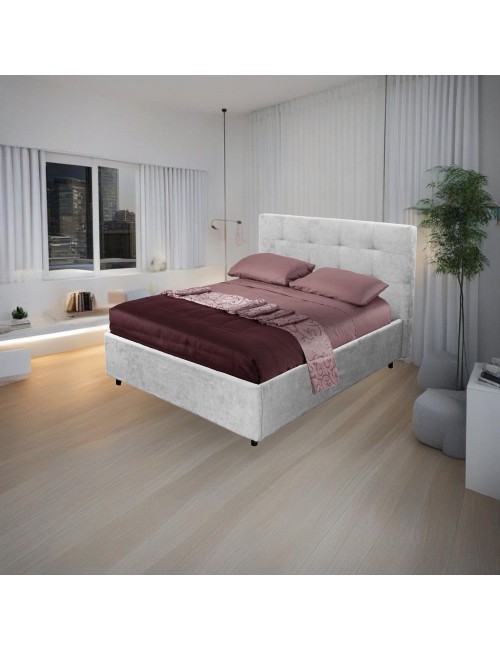 Letto una piazza e mezza con contenitore Ascoli 142x210x124H tessuto Enjoy colore grigio