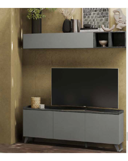 Mobile porta Tv 3 ante Polan 181x42x72h colore ardesia piombo