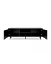 Mobile porta Tv 2 ante e vano a giorno con frontali effetto vimini Vienna56A colore nero