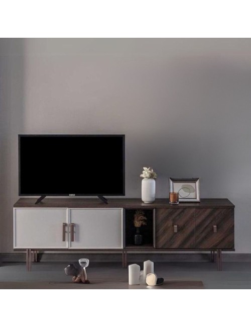 Mobile porta Tv 4 ante Merlin 195x47.6x60H finitura Mozambik spatolato