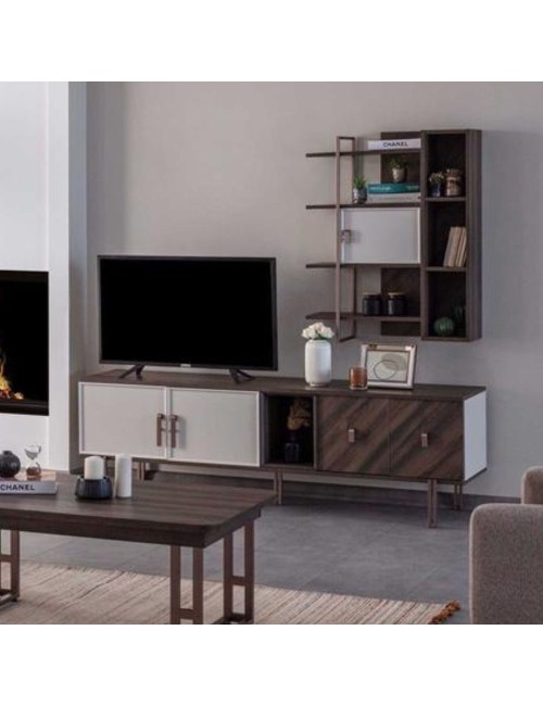 Mobile porta Tv 4 ante Merlin 195x47.6x60H finitura Mozambik spatolato