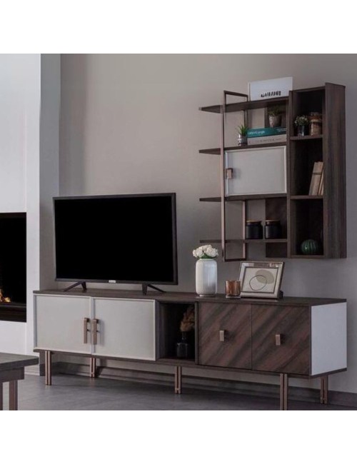 Mobile porta Tv 4 ante Merlin 195x47.6x60H finitura Mozambik spatolato