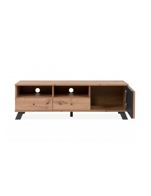 Mobile porta Tv  2 cassetti e anta con vani a giorno Medan56A colore rovere antracite