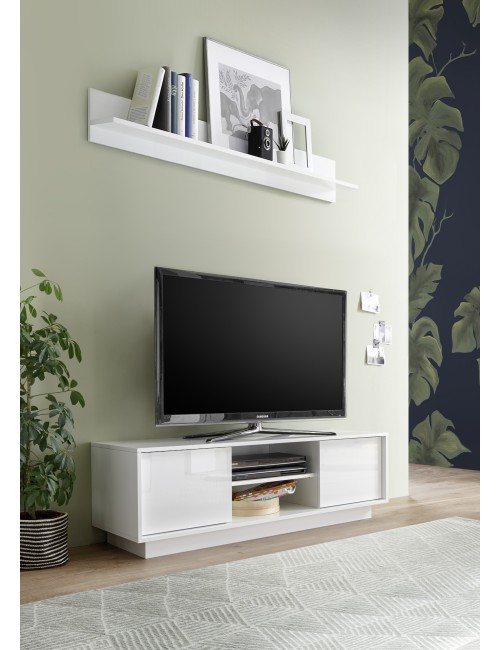 Mobile Porta Tv 2 ante e vano a giorno Ice colore bianco lucido