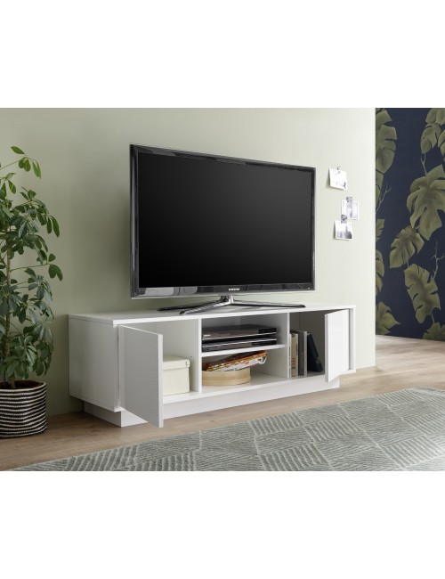 Mobile Porta Tv 2 ante e vano a giorno Ice colore bianco lucido