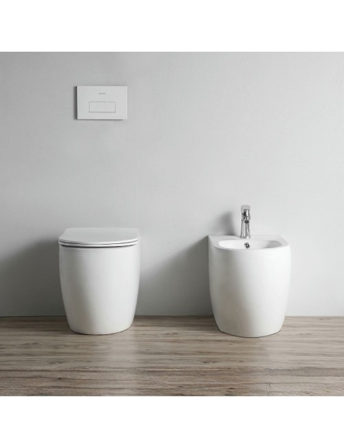 Bidet a pavimento ceramica colore bianco filo muro FB53B