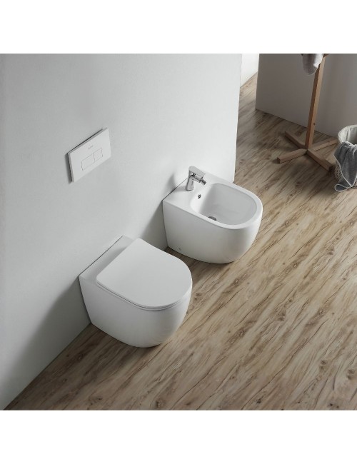 Bidet a pavimento ceramica colore bianco filo muro FB53B