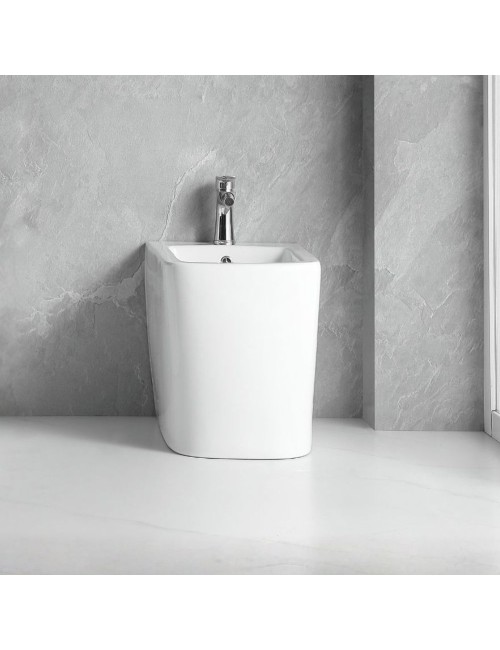 Bidet a pavimento ceramica colore bianco filo muro FB54D