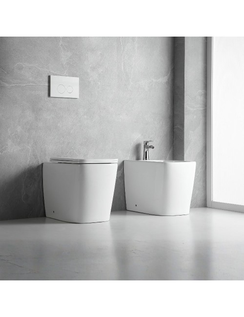 Bidet a pavimento ceramica colore bianco filo muro FB54D