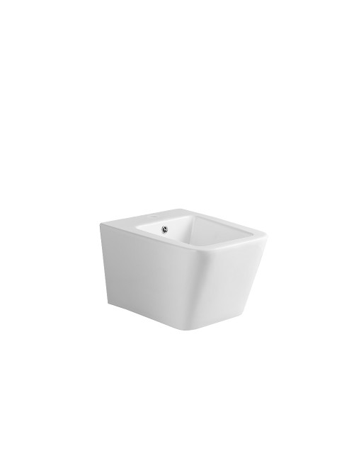 Bidet Sospeso YJ-1383 in Ceramica Bianco Lucido dal Design Squadrato