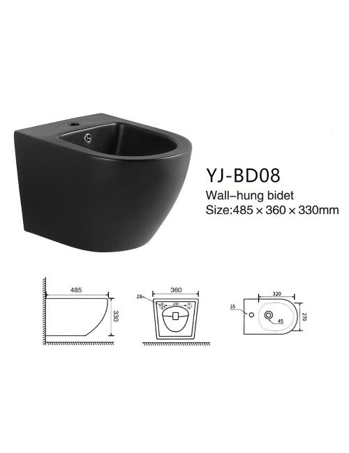 Bidet sospeso nero opaco YJ-BD08