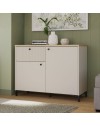 Madia Unit Cashmere con 2 Ante, Cassetto Cannettato e Top Rovere