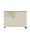 Madia Unit Cashmere con 2 Ante, Cassetto Cannettato e Top Rovere