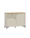 Madia Unit Cashmere con 2 Ante, Cassetto Cannettato e Top Rovere