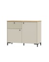 Madia Unit Cashmere con 2 Ante, Cassetto Cannettato e Top Rovere