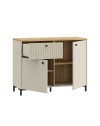 Madia Unit Cashmere con 2 Ante, Cassetto Cannettato e Top Rovere