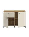 Madia Unit Cashmere con 2 Ante, Cassetto Cannettato e Top Rovere