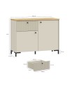 Madia Unit Cashmere con 2 Ante, Cassetto Cannettato e Top Rovere