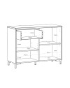 Madia Unit Cashmere con 2 Ante, Cassetto Cannettato e Top Rovere