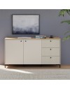 Madia Unit Cashmere con 2 Ante, 3 Cassetti Cannettati e Top Rovere