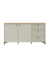 Madia Unit Cashmere con 2 Ante, 3 Cassetti Cannettati e Top Rovere