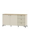 Madia Unit Cashmere con 2 Ante, 3 Cassetti Cannettati e Top Rovere