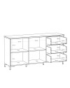Madia Unit Cashmere con 2 Ante, 3 Cassetti Cannettati e Top Rovere