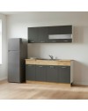Cucina monoblocco 160 cm ERIKA grigio e rovere con lavello e pensili