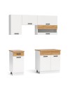 Cucina monoblocco Nina 180 cm bianco e rovere senza elettrodomestici