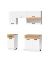 Cucina monoblocco Nina 180 cm bianco e rovere senza elettrodomestici