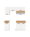 Cucina monoblocco Nina 180 cm bianco e rovere senza elettrodomestici